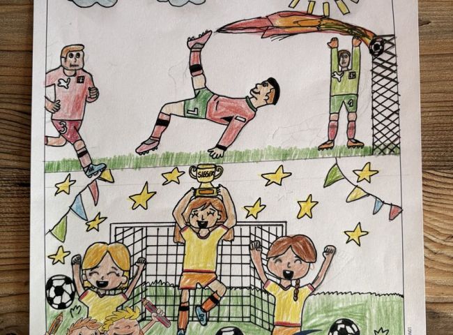 Malbild mit Fußballszene